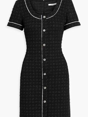 NWT Derek Lam Black Tweed Midi Dress with White Trim